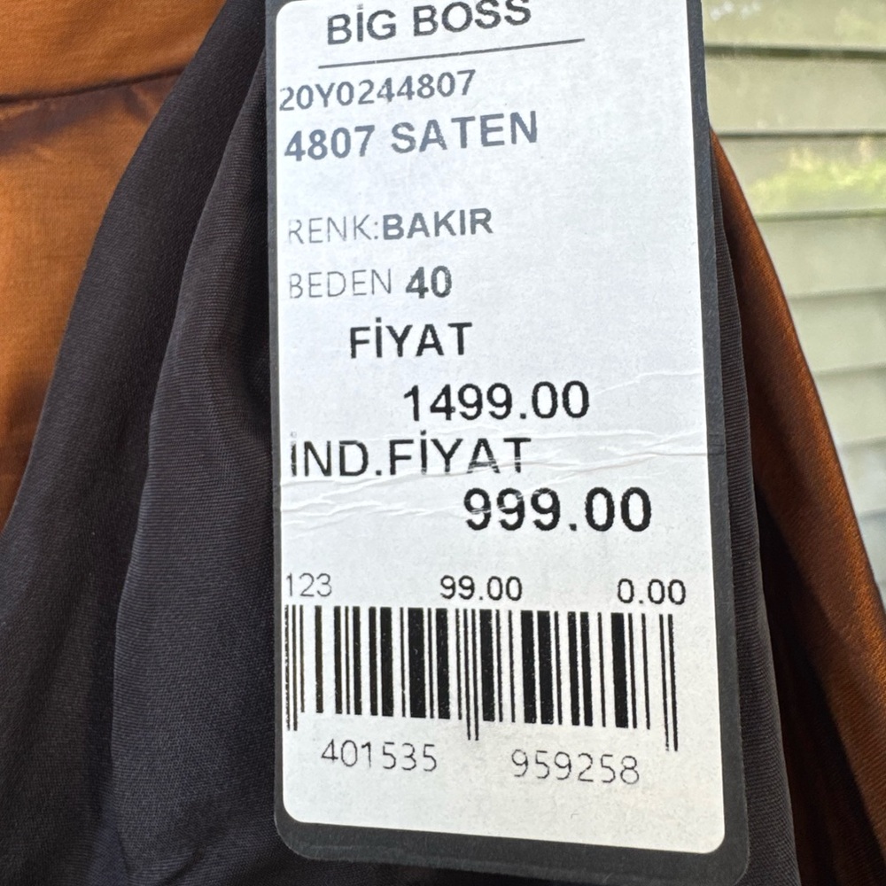 Boss Satin Dress in Copper and Black